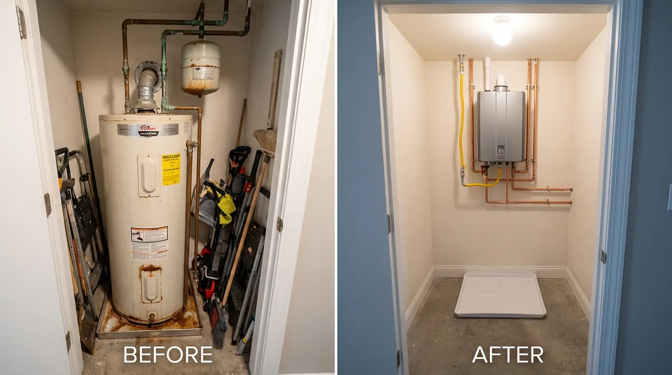Tank water heater versus wall-mounted tankless unit comparison for Pleasant Grove, UT homeowners