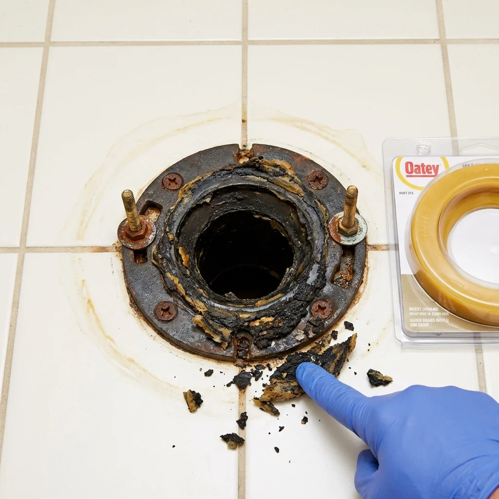 Failed wax ring showing water seepage at the base of a toilet in a Pleasant Grove, UT home
